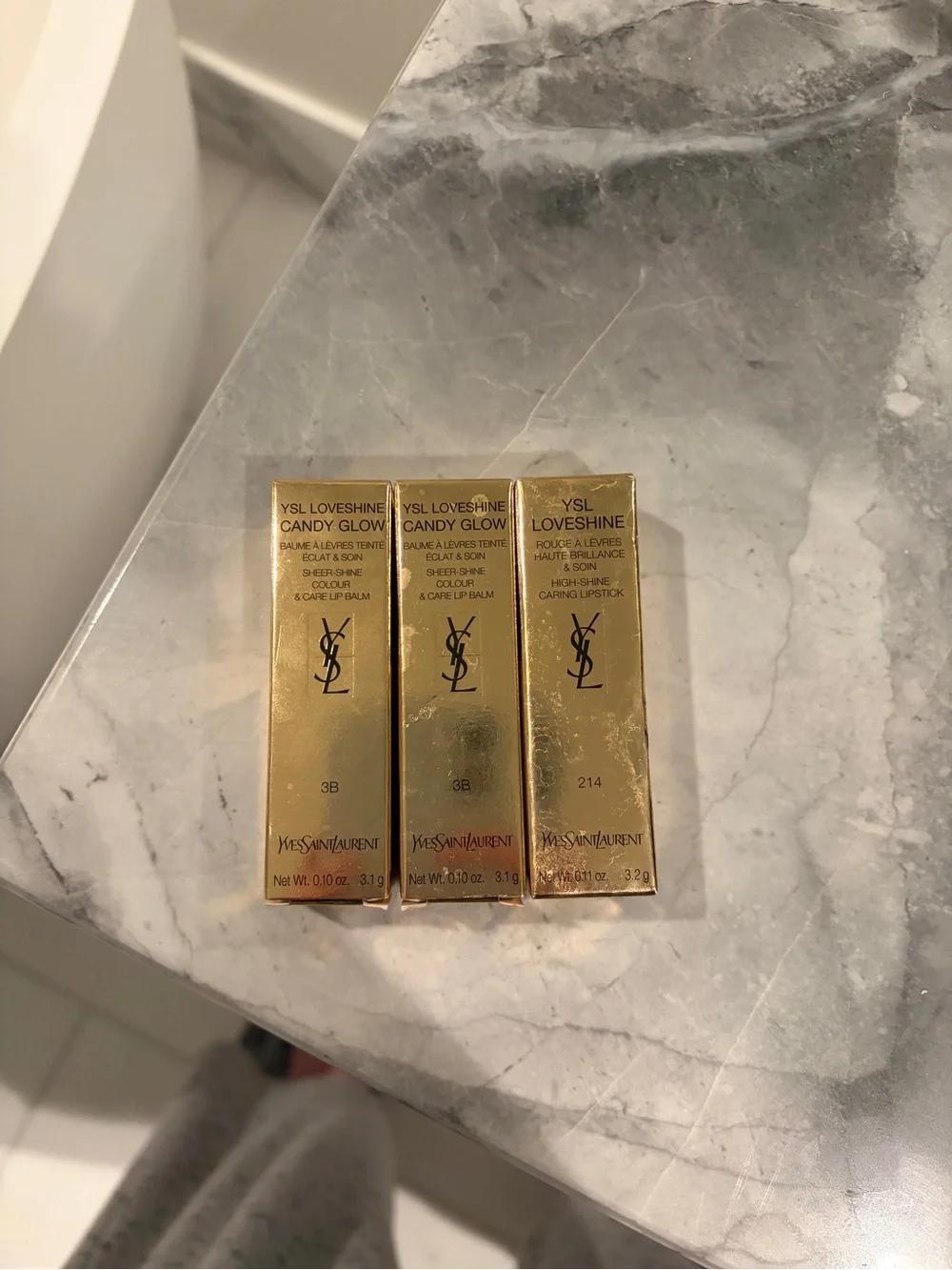 Yves Saint Laurent Gold Lip Trio - Loveshine + Candy Glow